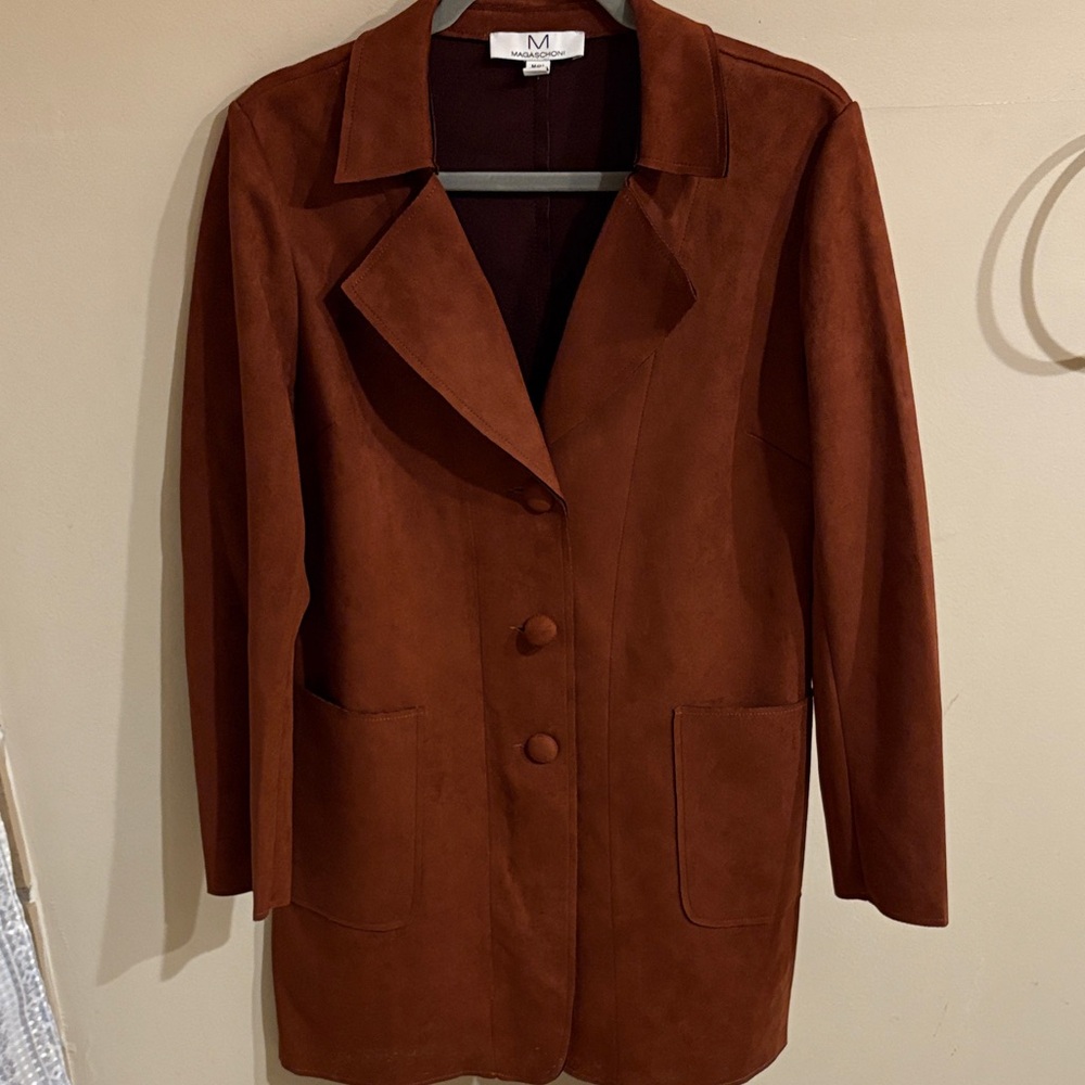 Magaschoni Rich Brown Suede Long Blazer